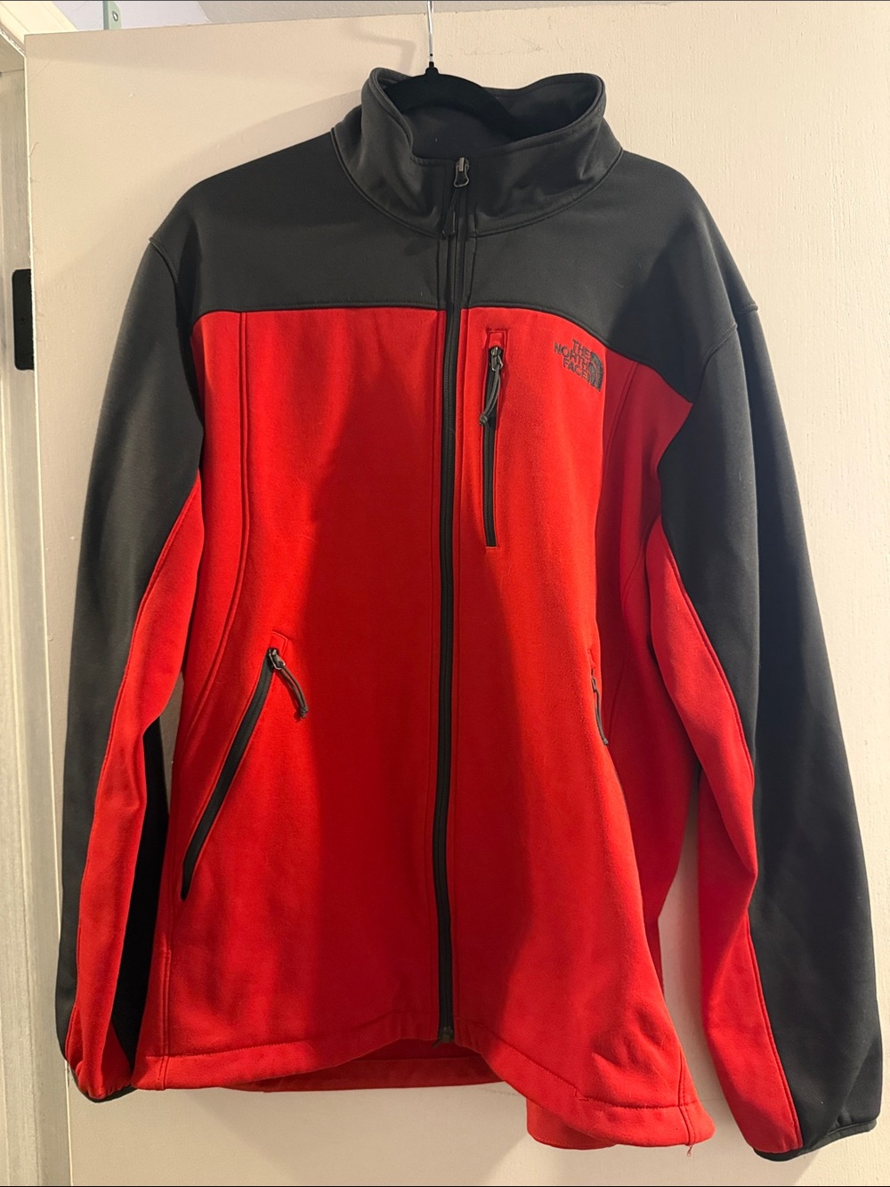 The North Face Red and Black Full-Zip Fleece Jacket